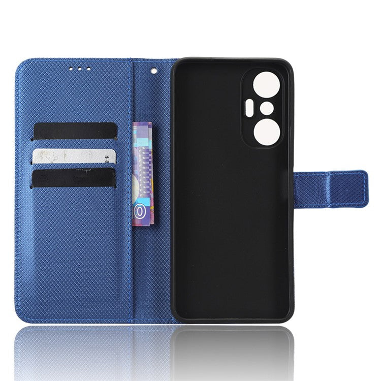 For Infinix Hot 20S 4G / X6827 PU Leather Case Foldable Stand Wallet Diamond Texture Phone Cover - Blue