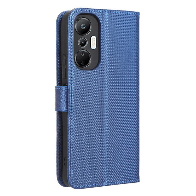 For Infinix Hot 20S 4G / X6827 PU Leather Case Foldable Stand Wallet Diamond Texture Phone Cover - Blue