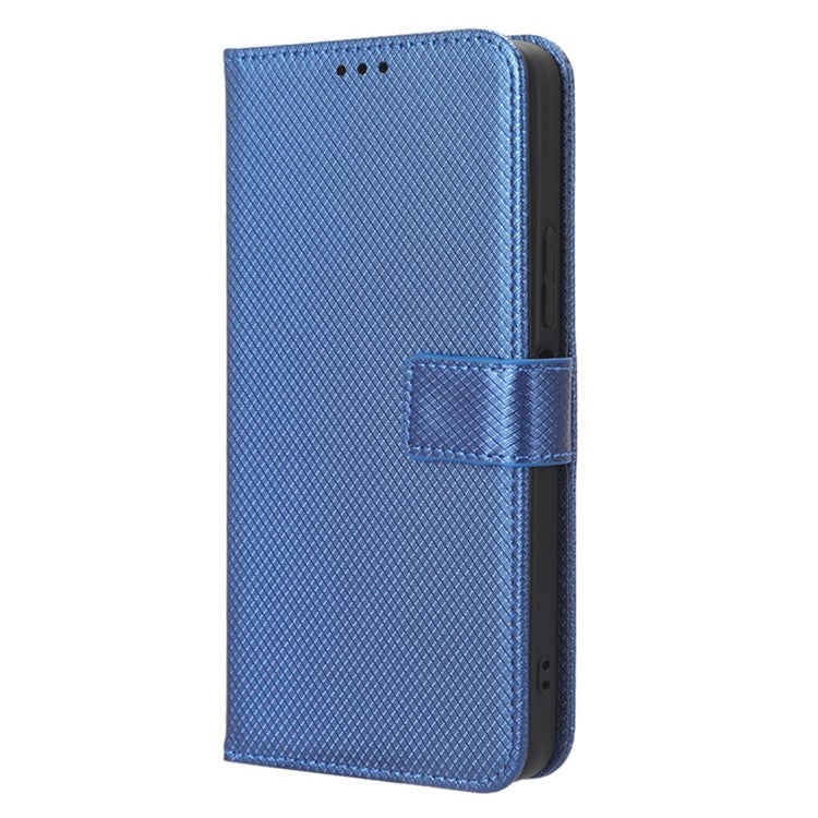 For Infinix Hot 20S 4G / X6827 PU Leather Case Foldable Stand Wallet Diamond Texture Phone Cover - Blue