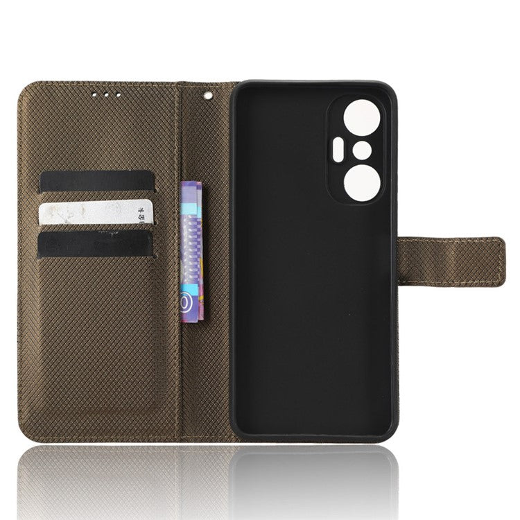 For Infinix Hot 20S 4G / X6827 PU Leather Case Foldable Stand Wallet Diamond Texture Phone Cover - Brown