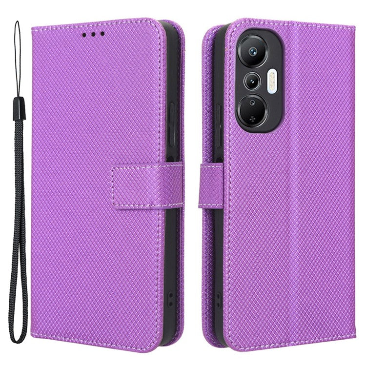 For Infinix Hot 20S 4G / X6827 PU Leather Case Foldable Stand Wallet Diamond Texture Phone Cover - Purple