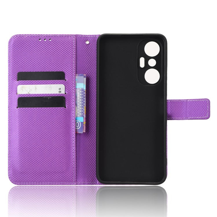 For Infinix Hot 20S 4G / X6827 PU Leather Case Foldable Stand Wallet Diamond Texture Phone Cover - Purple