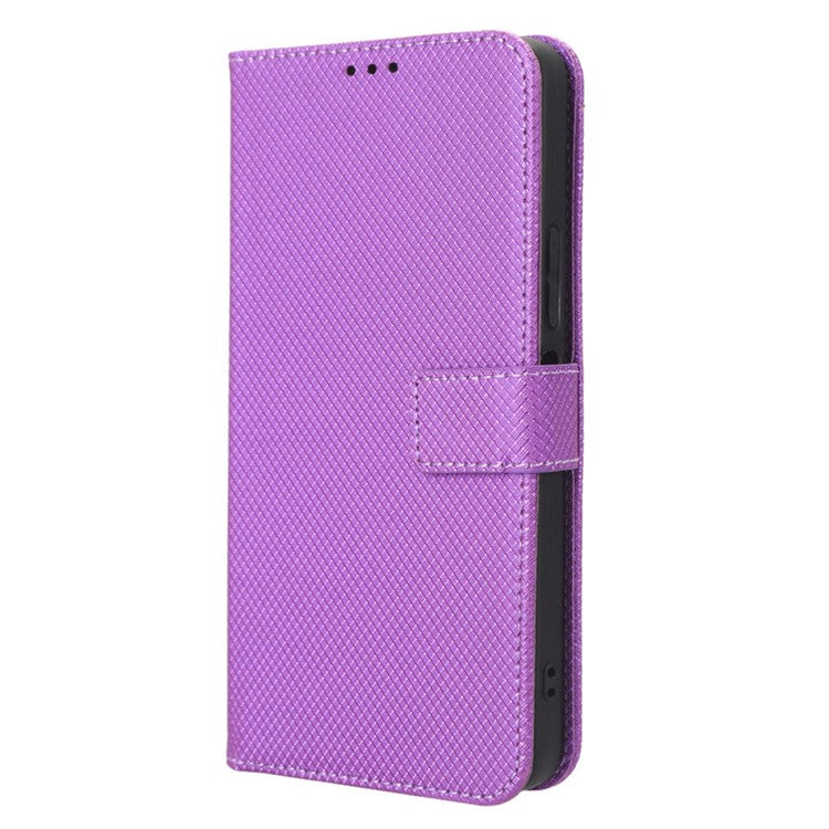 For Infinix Hot 20S 4G / X6827 PU Leather Case Foldable Stand Wallet Diamond Texture Phone Cover - Purple