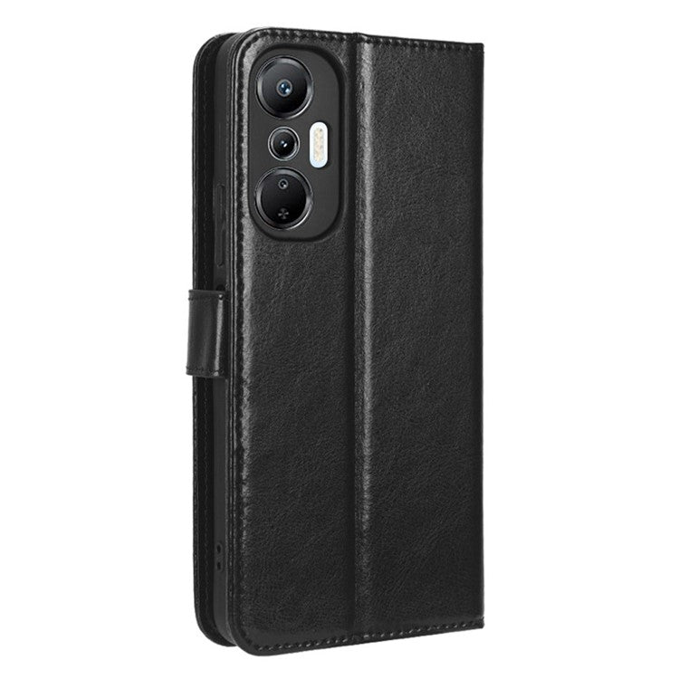 For Infinix Hot 20S 4G / X6827 Case Crazy Horse Texture PU Leather Wallet Stand Full Protection Cell Phone Cover with Strap - Black