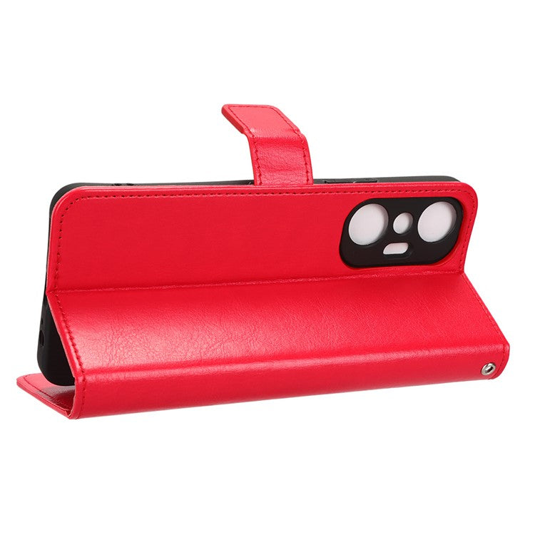 For Infinix Hot 20S 4G / X6827 Case Crazy Horse Texture PU Leather Wallet Stand Cell Phone Cover with Strap - Red