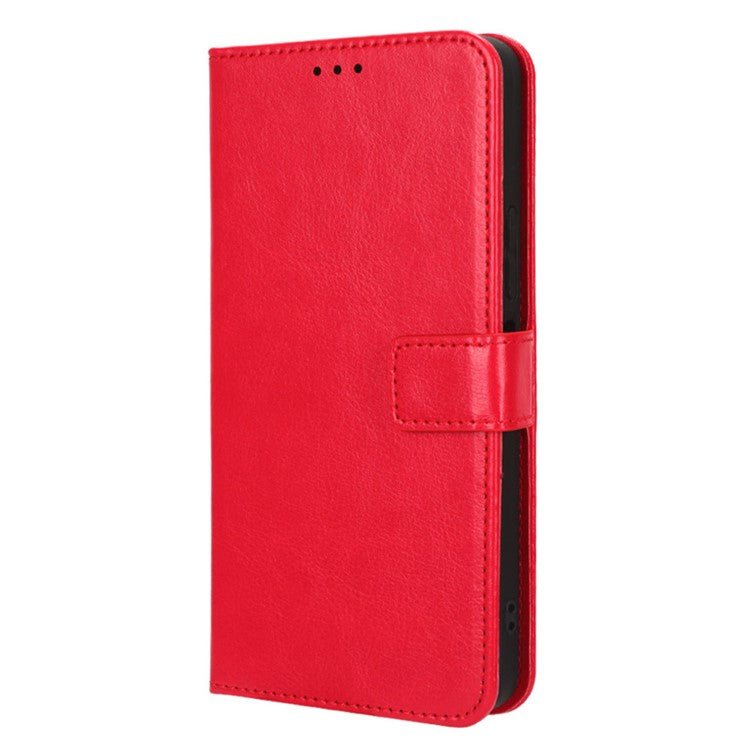 For Infinix Hot 20S 4G / X6827 Case Crazy Horse Texture PU Leather Wallet Stand Cell Phone Cover with Strap - Red