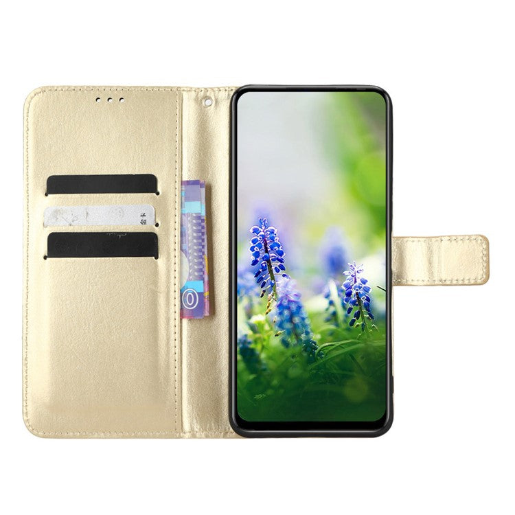 For Infinix Hot 20S 4G / X6827 Case Crazy Horse Texture PU Leather Wallet Stand Cell Phone Cover with Strap - Gold