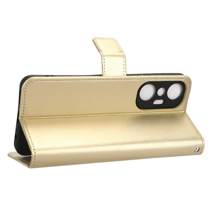 For Infinix Hot 20S 4G / X6827 Case Crazy Horse Texture PU Leather Wallet Stand Cell Phone Cover with Strap - Gold