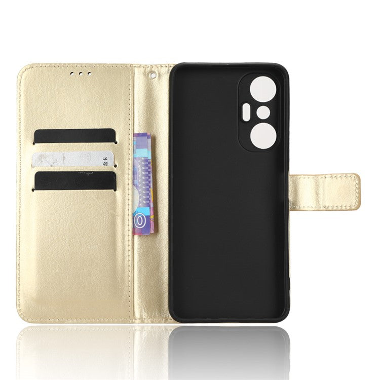 For Infinix Hot 20S 4G / X6827 Case Crazy Horse Texture PU Leather Wallet Stand Cell Phone Cover with Strap - Gold