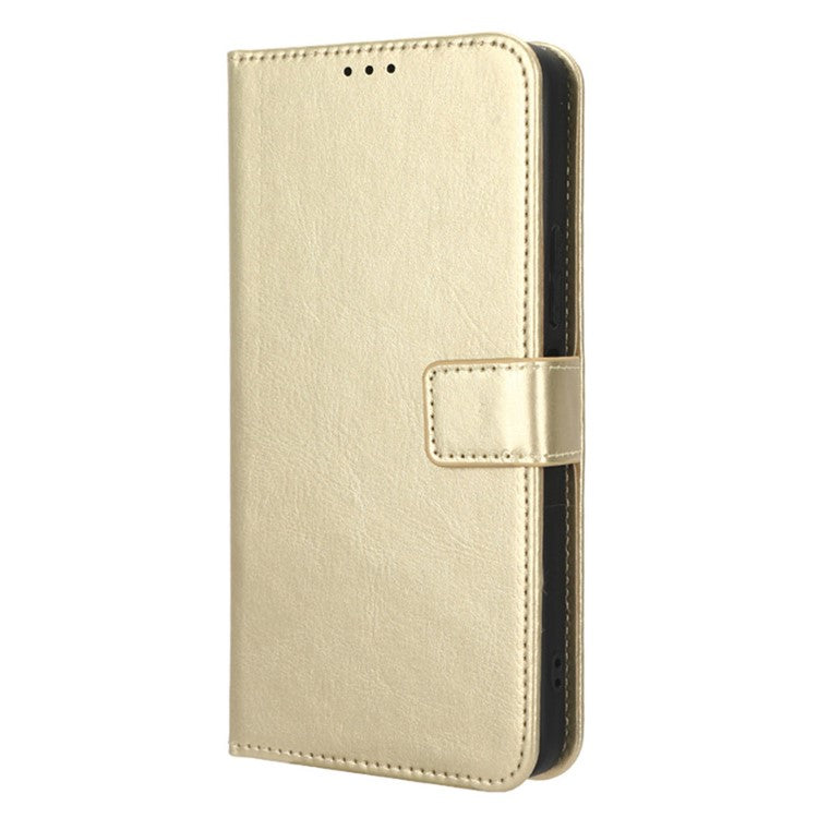 For Infinix Hot 20S 4G / X6827 Case Crazy Horse Texture PU Leather Wallet Stand Cell Phone Cover with Strap - Gold