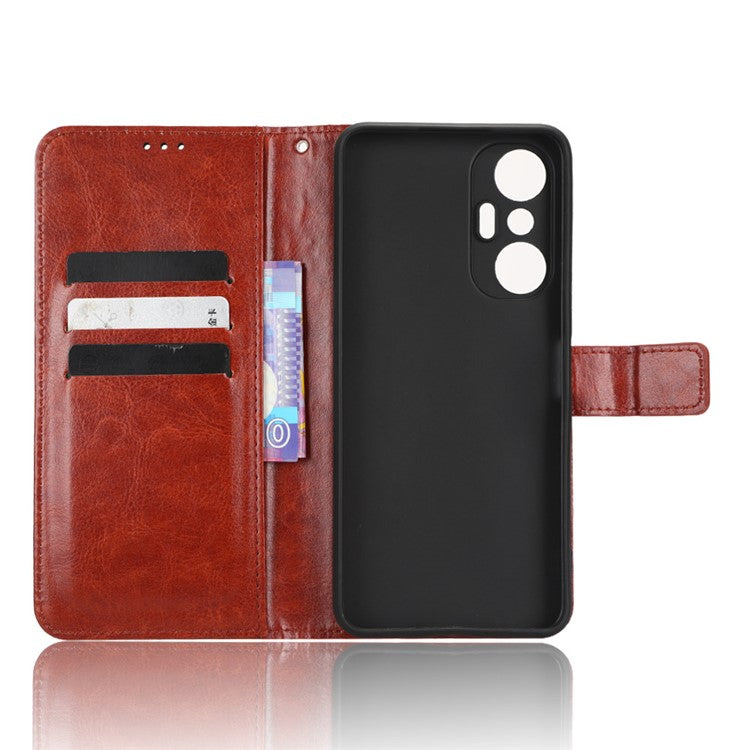 For Infinix Hot 20S 4G / X6827 Case Crazy Horse Texture PU Leather Wallet Stand Cell Phone Cover with Strap - Brown