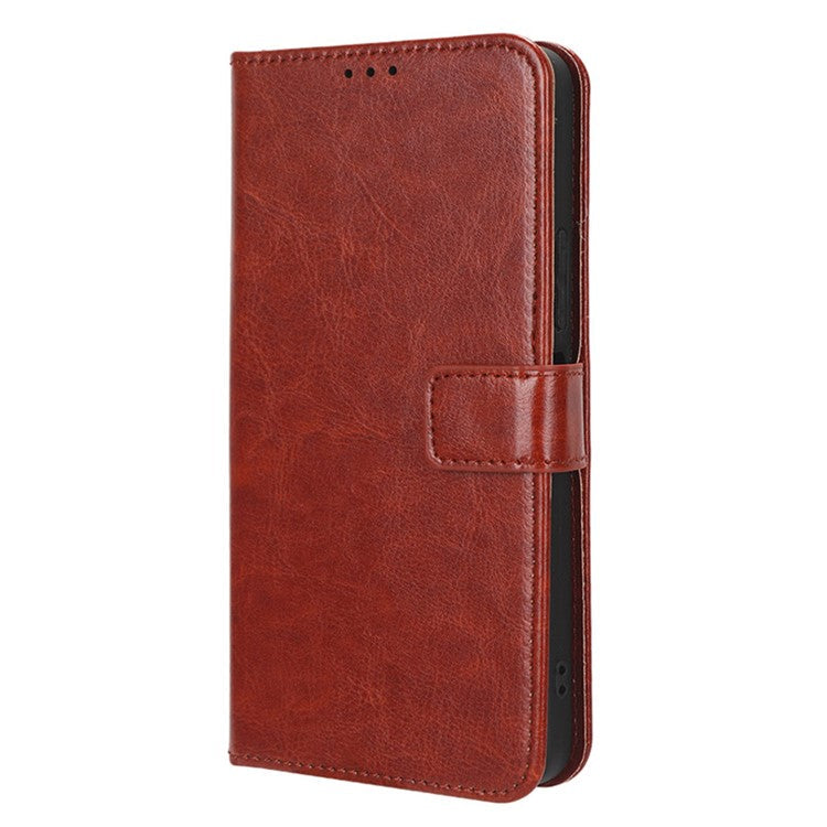 For Infinix Hot 20S 4G / X6827 Case Crazy Horse Texture PU Leather Wallet Stand Cell Phone Cover with Strap - Brown