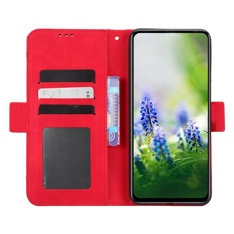 For Infinix Hot 20S 4G / X6827 PU Leather Wallet Stand Magnetic Flip Smartphone Cover with Multiple Card Slots - Red