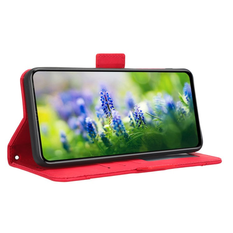 For Infinix Hot 20S 4G / X6827 PU Leather Wallet Stand Magnetic Flip Smartphone Cover with Multiple Card Slots - Red