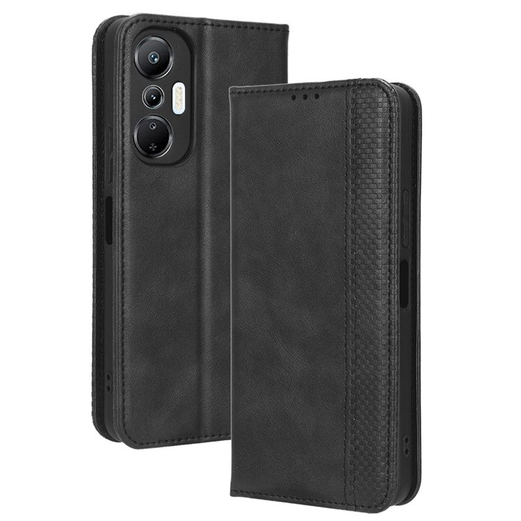 For Infinix Hot 20S 4G / X6827 Case Stand Retro Texture Imprinted Pattern PU Leather Anti-Shock Flip Wallet Phone Cover - Black