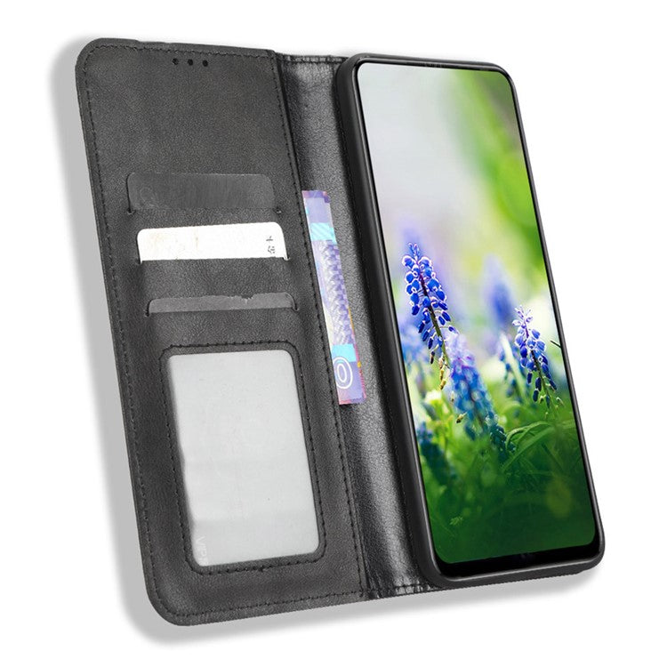 For Infinix Hot 20S 4G / X6827 Case Stand Retro Texture Imprinted Pattern PU Leather Anti-Shock Flip Wallet Phone Cover - Black