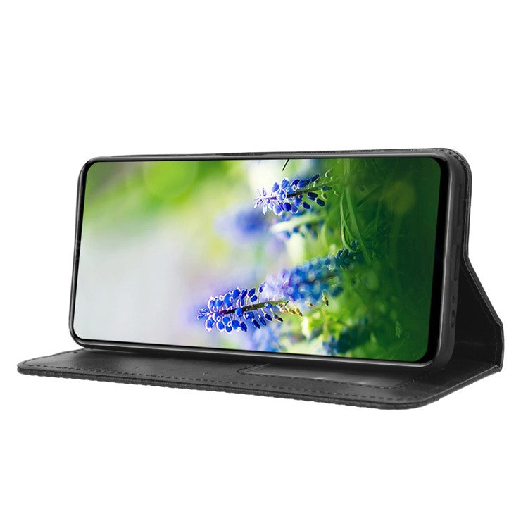 For Infinix Hot 20S 4G / X6827 Case Stand Retro Texture Imprinted Pattern PU Leather Anti-Shock Flip Wallet Phone Cover - Black