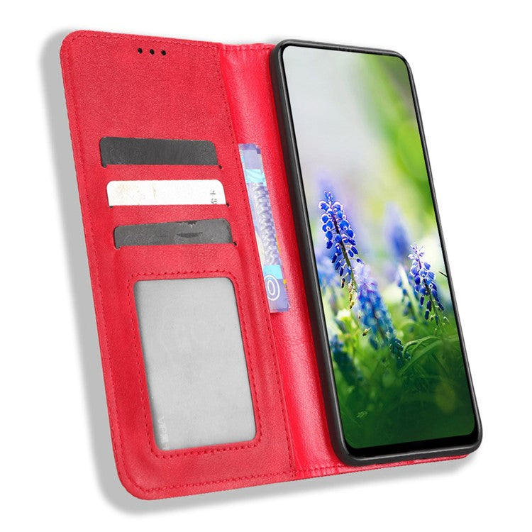 For Infinix Hot 20S 4G / X6827 Case Stand Retro Texture Imprinted Pattern PU Leather Anti-Shock Flip Wallet Phone Cover - Red