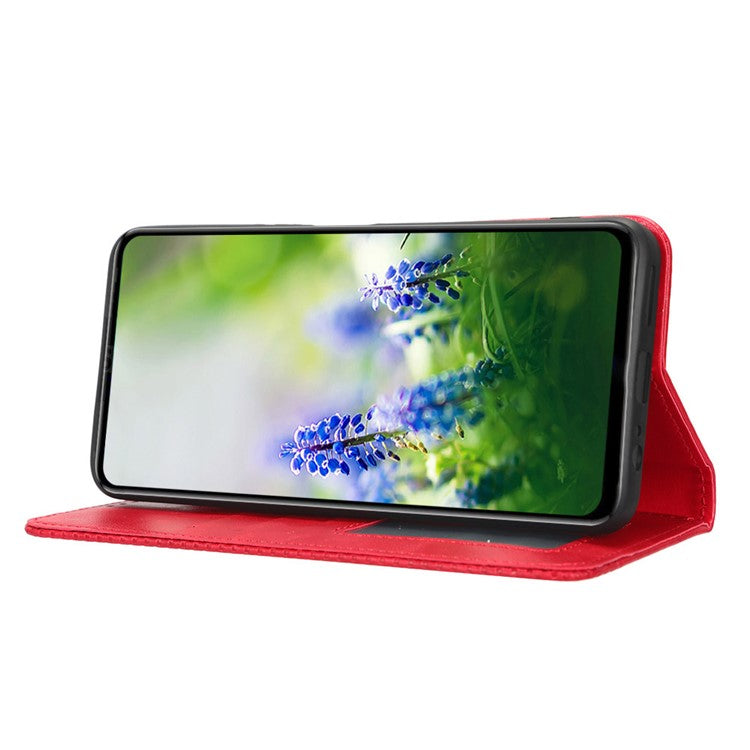 For Infinix Hot 20S 4G / X6827 Case Stand Retro Texture Imprinted Pattern PU Leather Anti-Shock Flip Wallet Phone Cover - Red