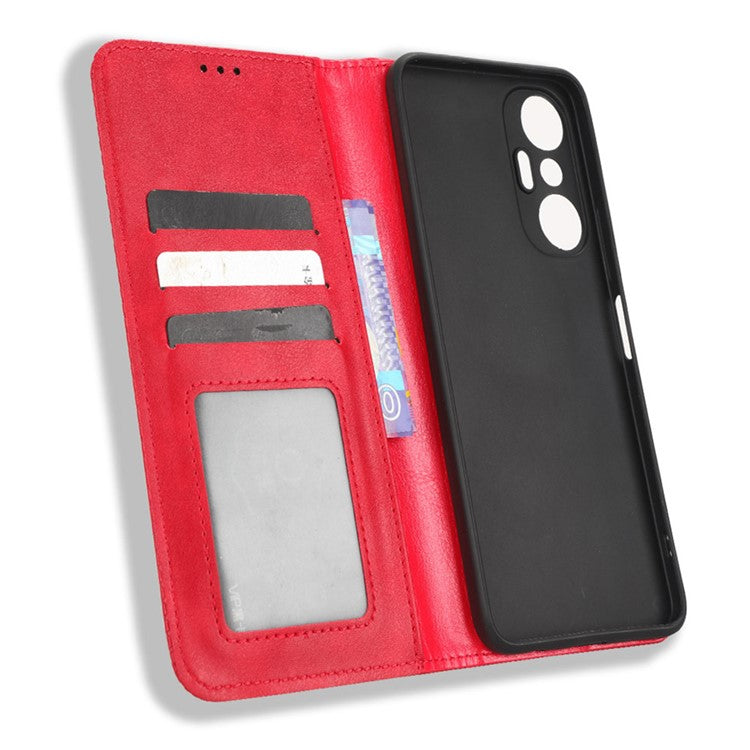 For Infinix Hot 20S 4G / X6827 Case Stand Retro Texture Imprinted Pattern PU Leather Anti-Shock Flip Wallet Phone Cover - Red