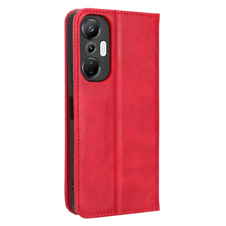 For Infinix Hot 20S 4G / X6827 Case Stand Retro Texture Imprinted Pattern PU Leather Anti-Shock Flip Wallet Phone Cover - Red