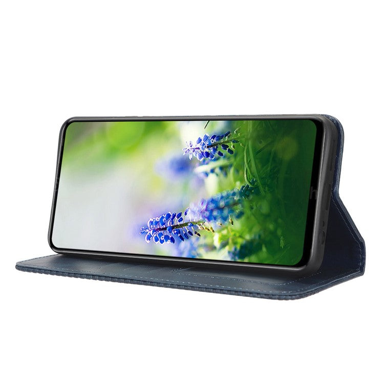 For Infinix Hot 20S 4G / X6827 Case Stand Retro Texture Imprinted Pattern PU Leather Anti-Shock Flip Wallet Phone Cover - Blue