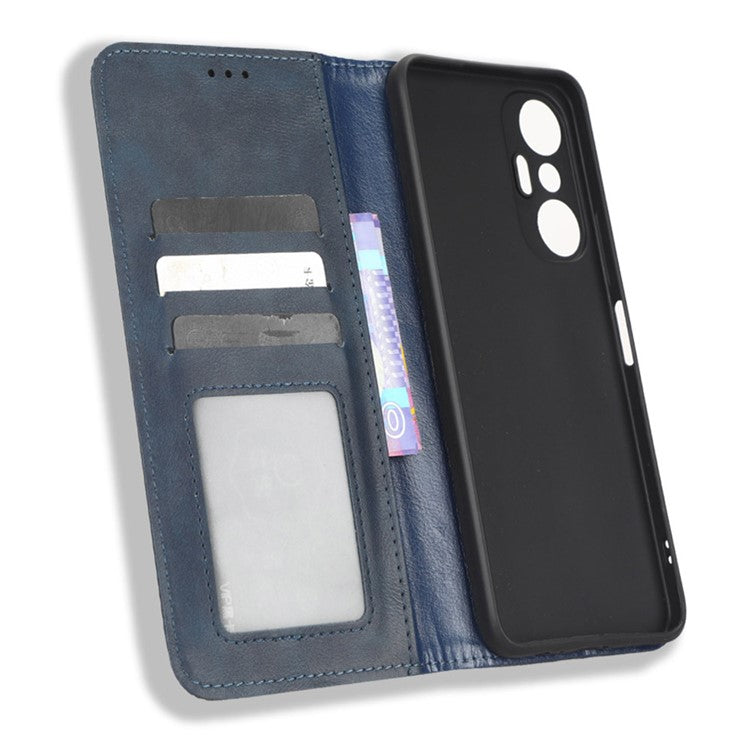 For Infinix Hot 20S 4G / X6827 Case Stand Retro Texture Imprinted Pattern PU Leather Anti-Shock Flip Wallet Phone Cover - Blue