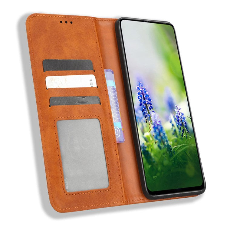 For Infinix Hot 20S 4G / X6827 Case Stand Retro Texture Imprinted Pattern PU Leather Anti-Shock Flip Wallet Phone Cover - Brown
