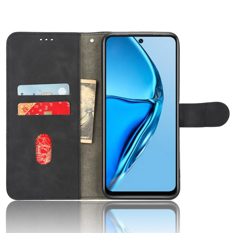 For Infinix Hot 20 4G Skin-Touch Feeling PU Leather Flip Wallet Case Scratch-Resistant Cell Phone Cover Stand - Black