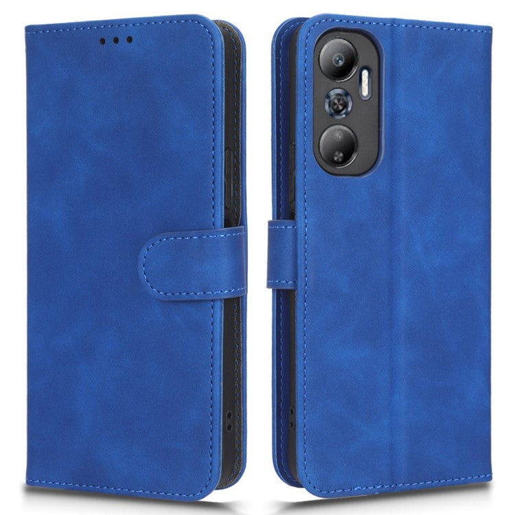 For Infinix Hot 20 4G Skin-Touch Feeling PU Leather Flip Wallet Case Scratch-Resistant Cell Phone Cover Stand - Blue