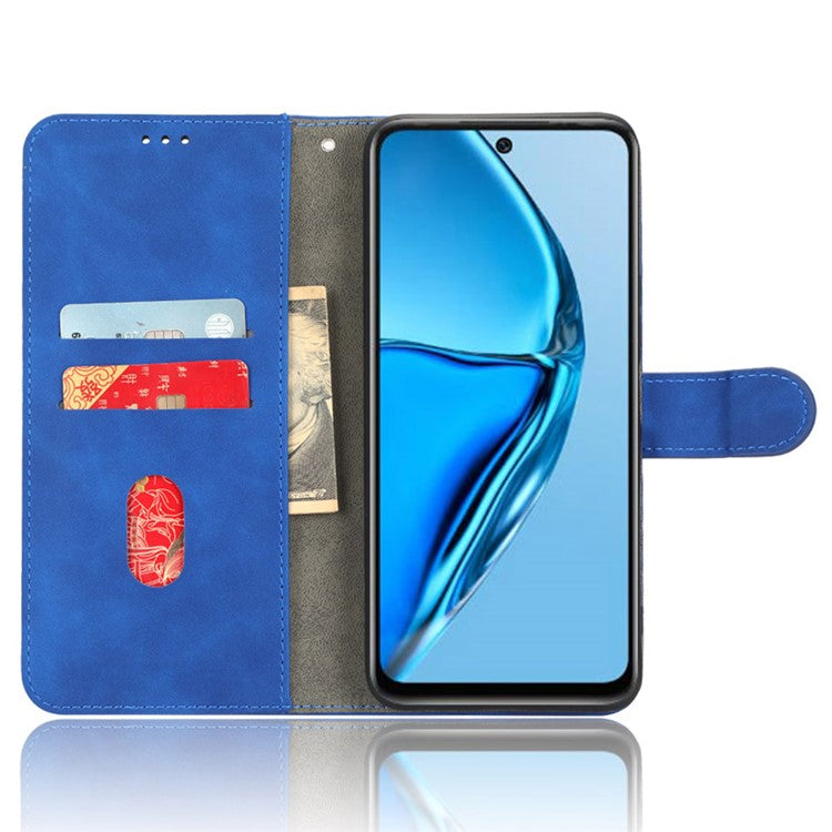For Infinix Hot 20 4G Skin-Touch Feeling PU Leather Flip Wallet Case Scratch-Resistant Cell Phone Cover Stand - Blue