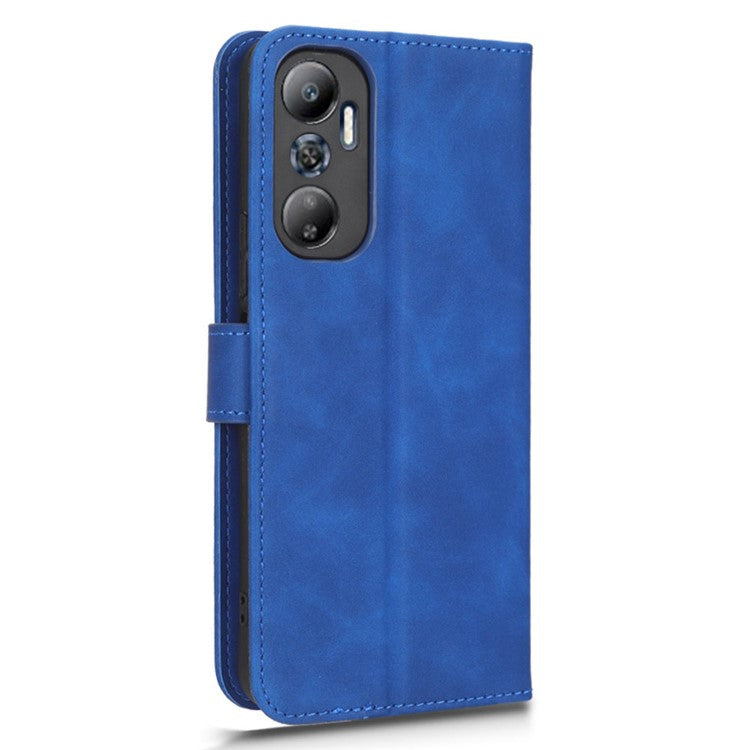 For Infinix Hot 20 4G Skin-Touch Feeling PU Leather Flip Wallet Case Scratch-Resistant Cell Phone Cover Stand - Blue