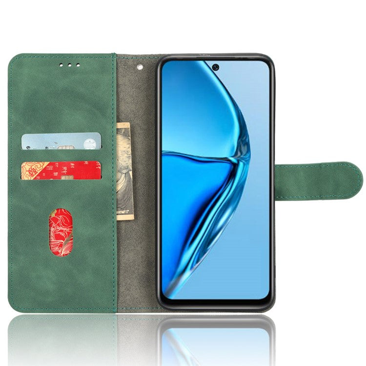 For Infinix Hot 20 4G Skin-Touch Feeling PU Leather Flip Wallet Case Scratch-Resistant Cell Phone Cover Stand - Green