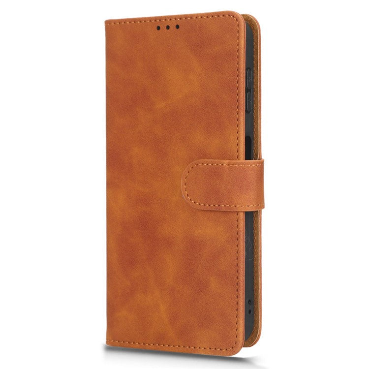 For Infinix Hot 20 4G Skin-Touch Feeling PU Leather Flip Wallet Case Scratch-Resistant Cell Phone Cover Stand - Brown