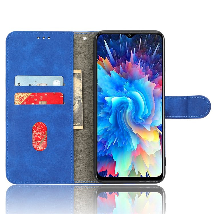 Phone Flip Leather Wallet Case For Infinix Hot 20 5G Skin-Touch Feeling Anti-Drop Cell Phone Cover Stand - Blue