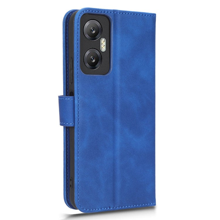 Phone Flip Leather Wallet Case For Infinix Hot 20 5G Skin-Touch Feeling Anti-Drop Cell Phone Cover Stand - Blue