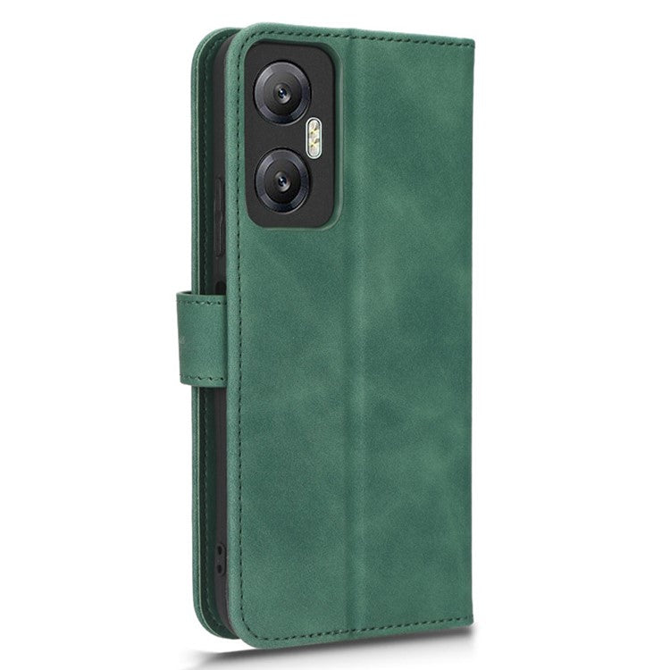 Phone Flip Leather Wallet Case For Infinix Hot 20 5G Skin-Touch Feeling Anti-Drop Cell Phone Cover Stand - Green