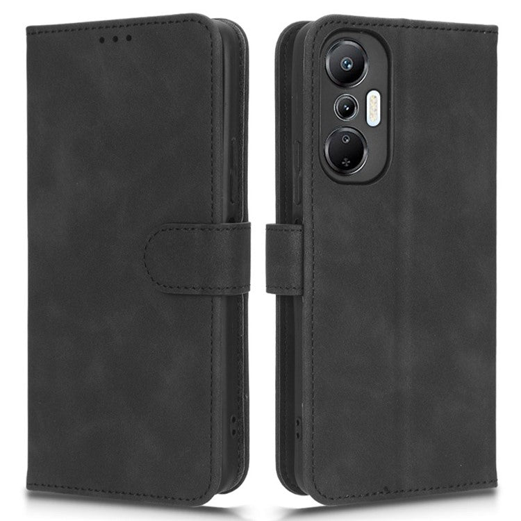 Phone Flip Wallet Case For Infinix Hot 20 4G PU Leather Cell Phone Cover Stand - Black