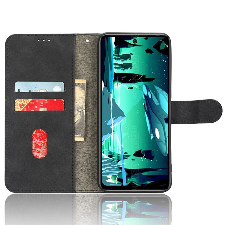 Phone Flip Wallet Case For Infinix Hot 20 4G PU Leather Cell Phone Cover Stand - Black