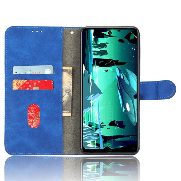 Phone Flip Wallet Case For Infinix Hot 20 4G PU Leather Cell Phone Cover Stand - Blue