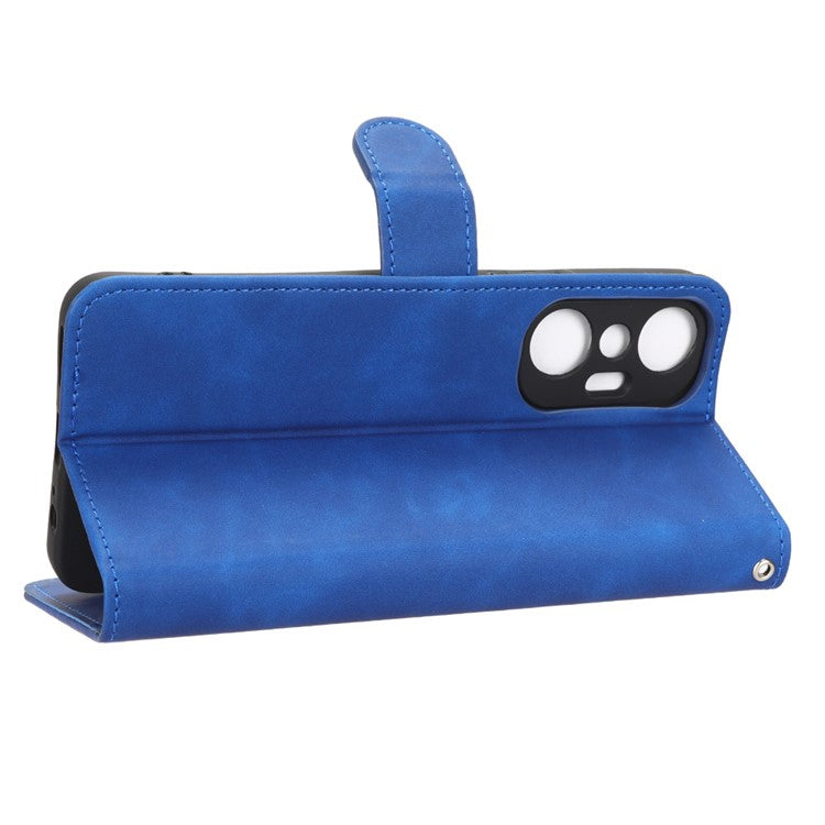 Phone Flip Wallet Case For Infinix Hot 20 4G PU Leather Cell Phone Cover Stand - Blue