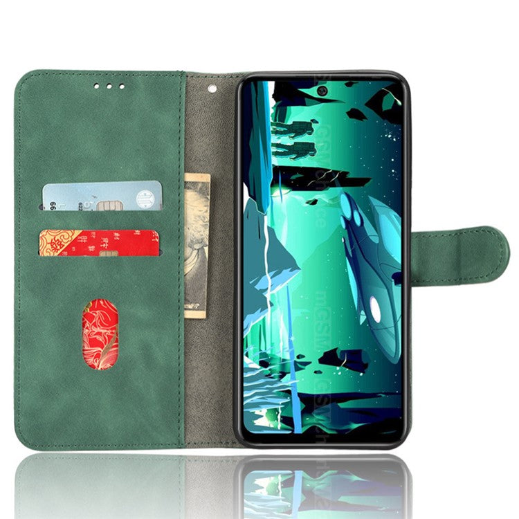 Phone Flip Wallet Case For Infinix Hot 20 4G PU Leather Cell Phone Cover Stand - Green