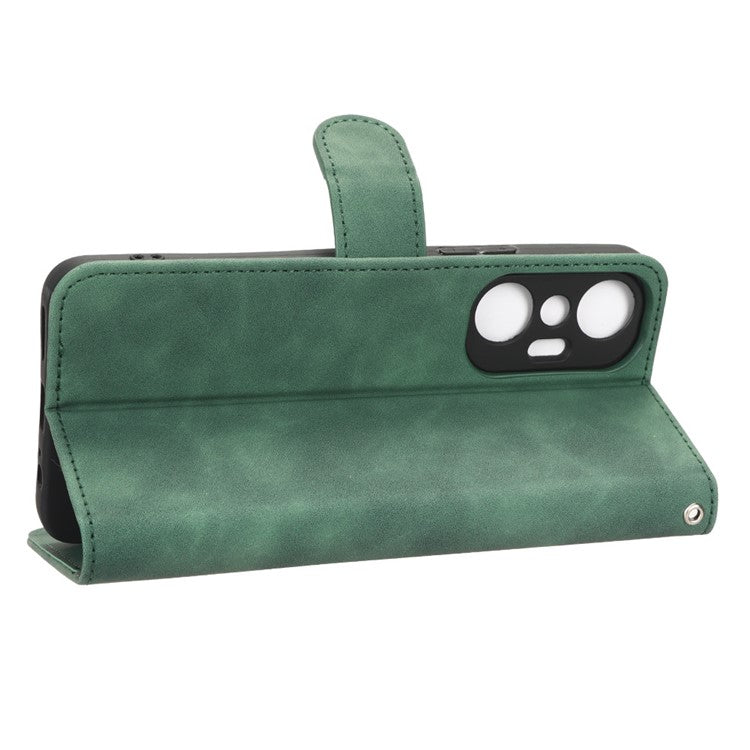 Phone Flip Wallet Case For Infinix Hot 20 4G PU Leather Cell Phone Cover Stand - Green