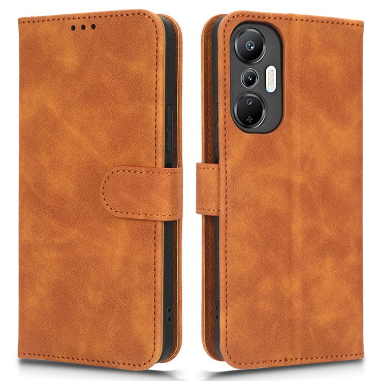 Phone Flip Wallet Case For Infinix Hot 20 4G PU Leather Cell Phone Cover Stand - Brown