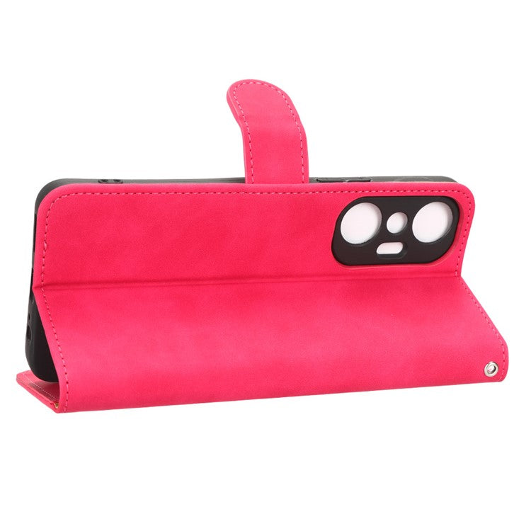 Phone Flip Wallet Case For Infinix Hot 20 4G PU Leather Cell Phone Cover Stand - Rose