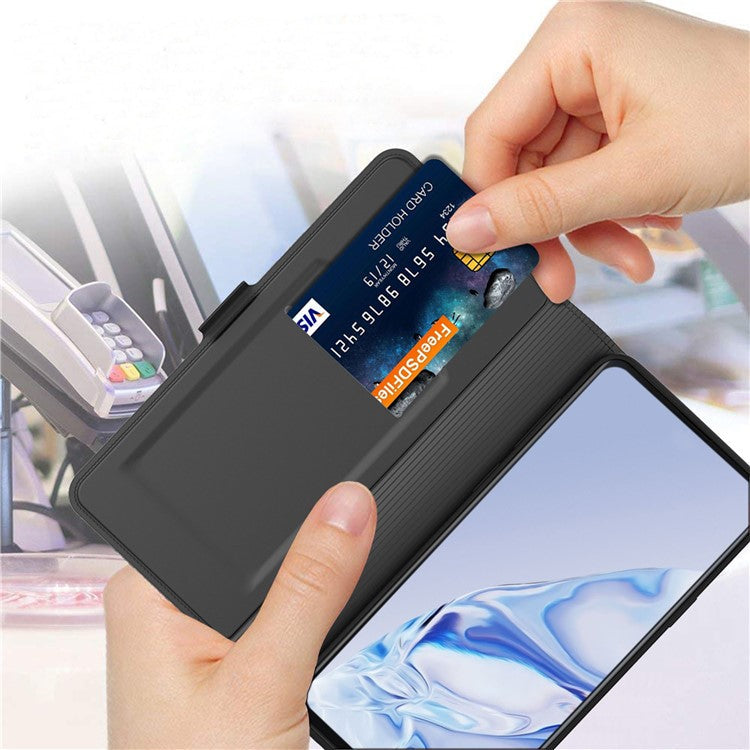 Flip Folio Phone Cover For Google Pixel 7 5G PU Leather Stand Card Holder Inner TPU Magnetic Anti-drop Phone Case - Blue