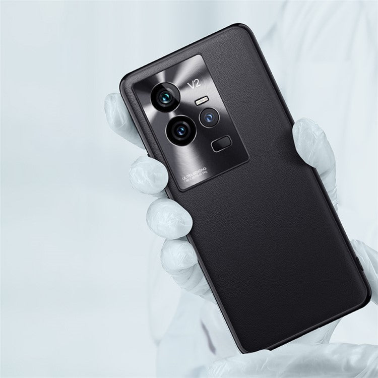 For vivo iQOO 11 Pro 5G Drop-proof Case PU Leather Coated Shock-absorbing TPU + PC Protective Back Cover - Black