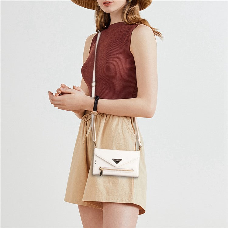 Cell Phone Case For Samsung Galaxy A34 5G Skin-touch Feeling Zipper Pocket Wallet Stand Full Protection PU Leather Phone Cover with Short + Long Strap - White