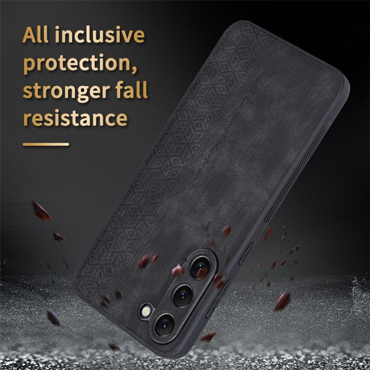 AZNS Imprinted Pattern Phone Case For Samsung Galaxy S23+, Anti-shock PU Leather Coated TPU Phone Back Cover - Purple
