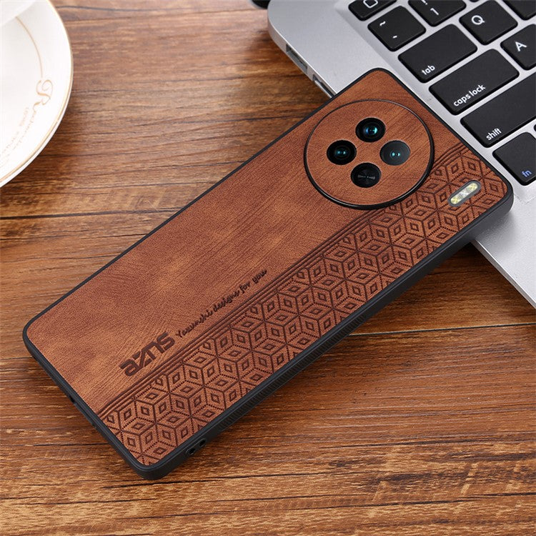 AZNS For vivo X90 5G Imprinted Pattern Protective Phone Case Anti-fall PU Leather Coated TPU Phone Back Cover - Brown